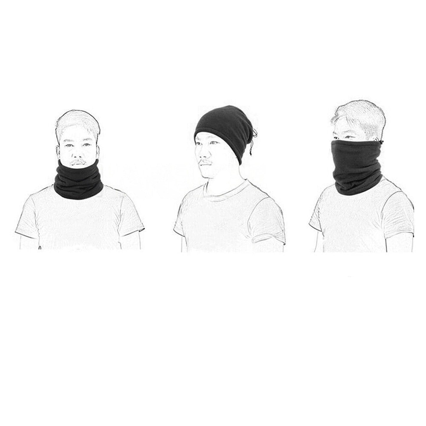 Winter Multi-Use Snood Warm Fleece Neck Scarf Beanie Hat for Men and Women