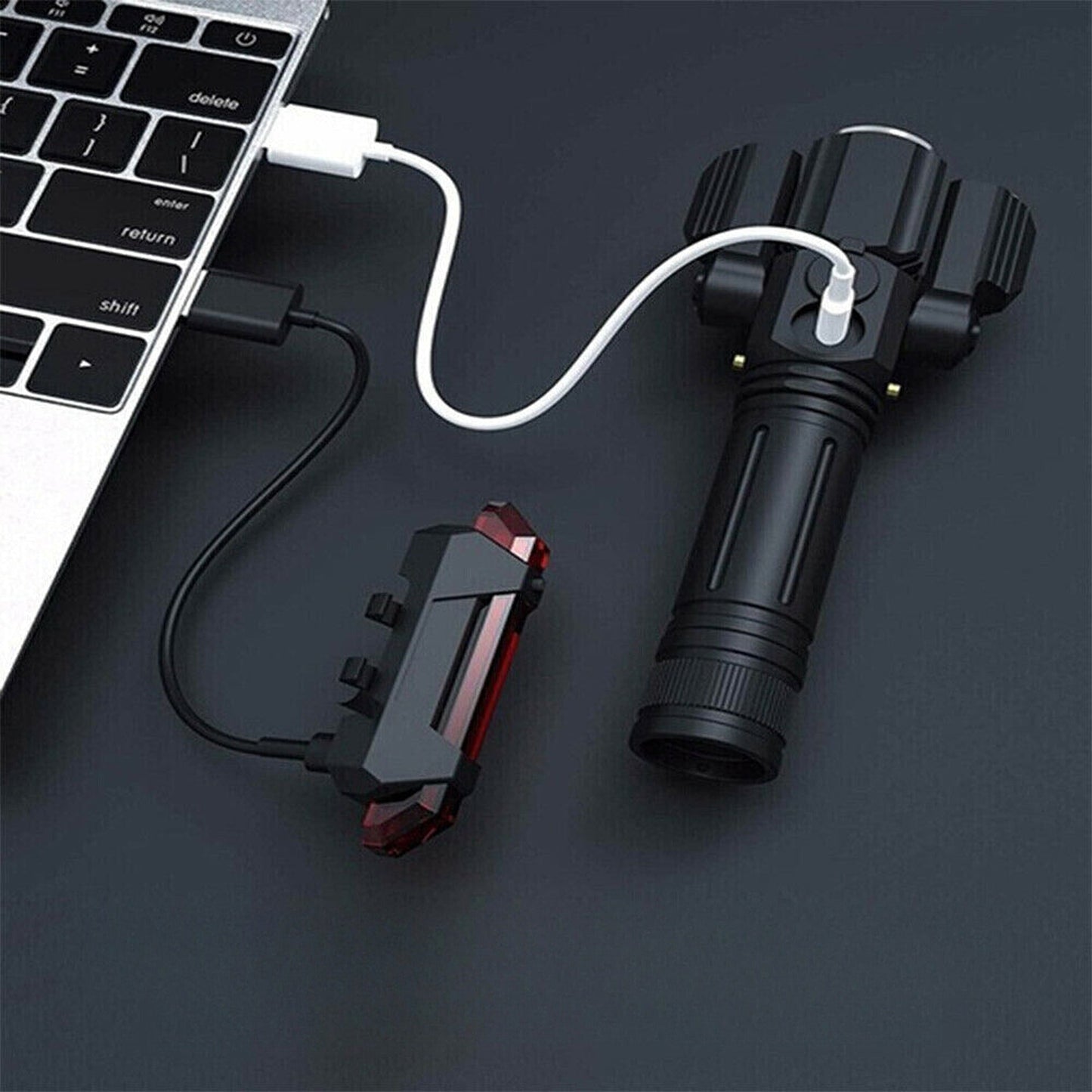 Mountain Bike LED Light Set Front and Rear USB Rechargeable Torch Lamp