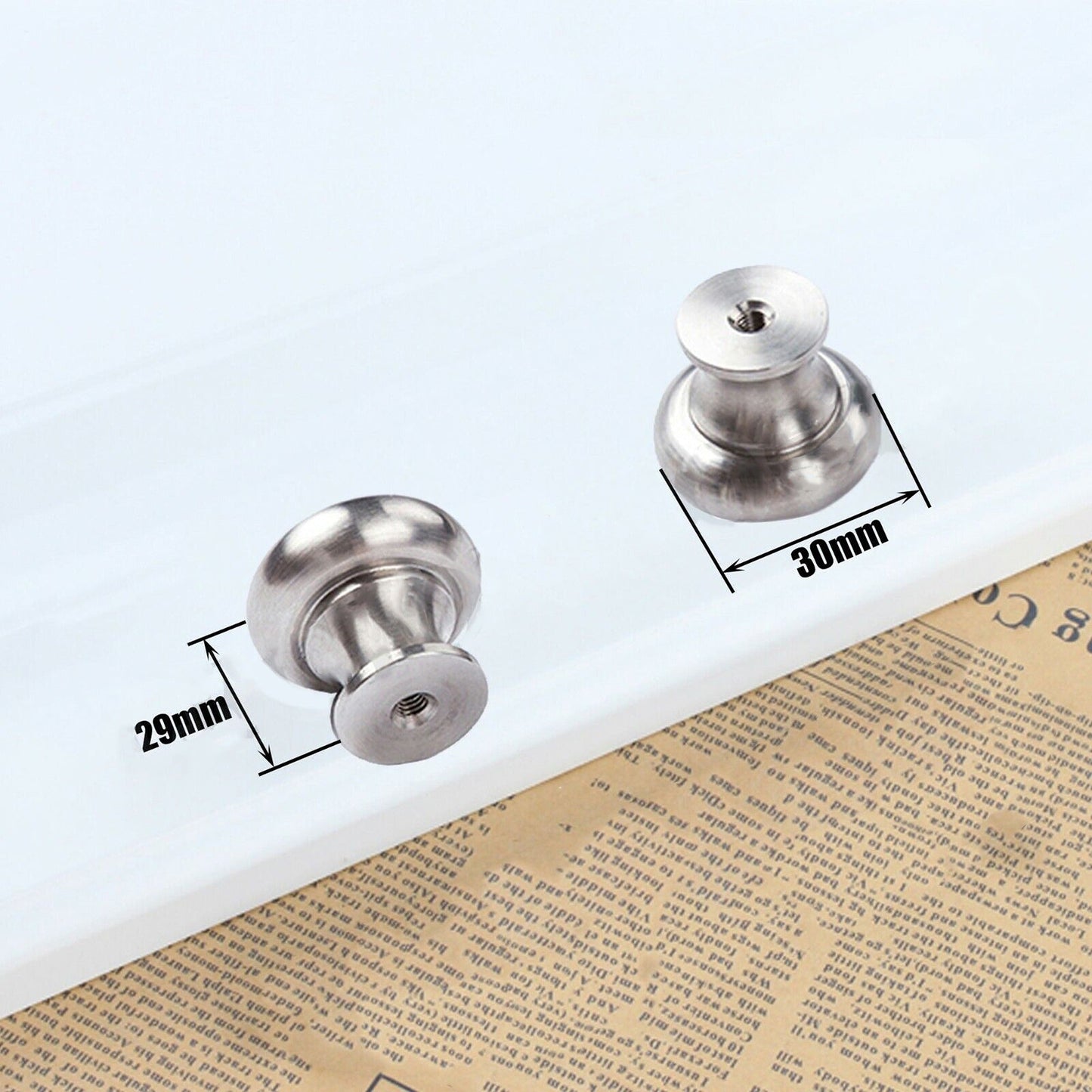 Stainless Steel Door Drawer Handles Brushed Pull Knob T Bar 30mm Round Single Hole