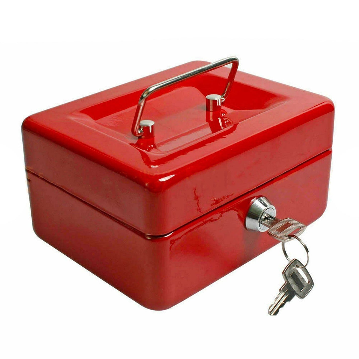 Red Portable Lockable Cash Box with Coin Slot and Key Lock