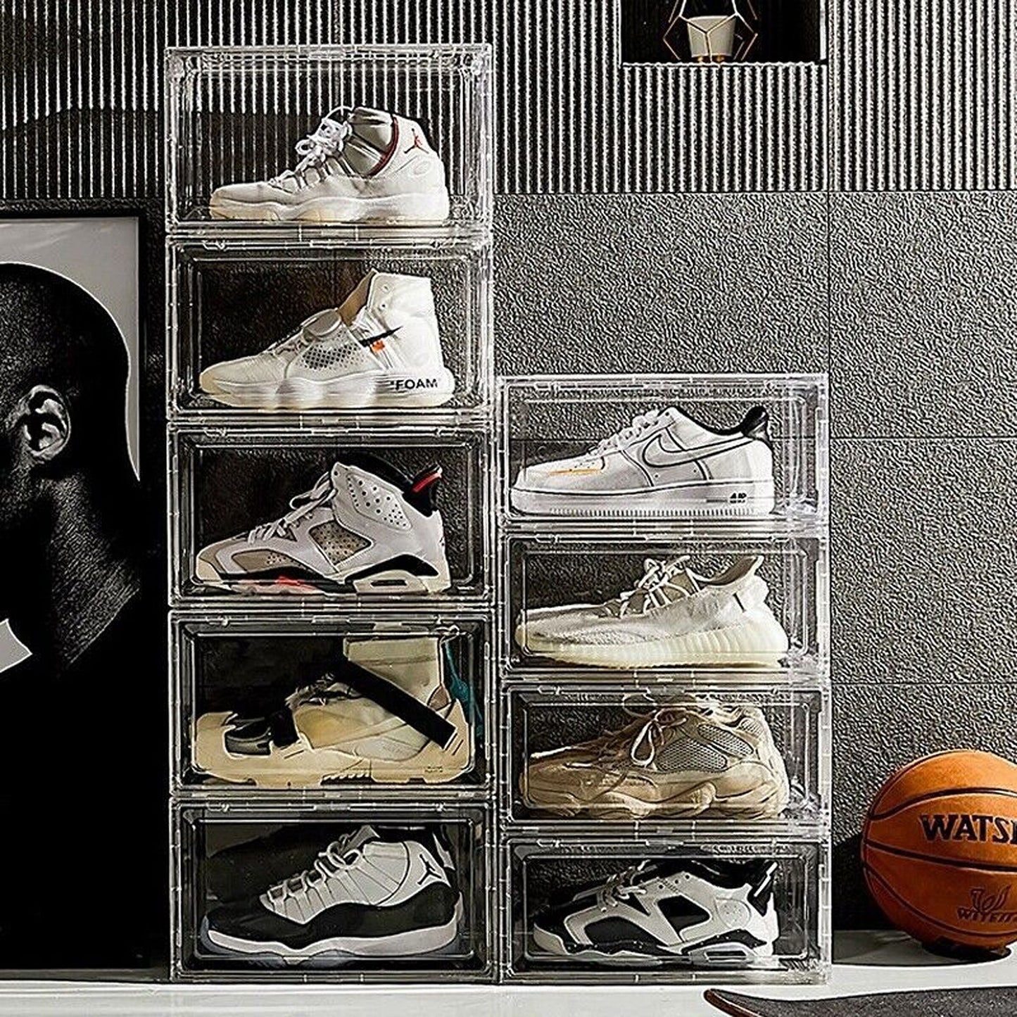1x Premium Sneaker Display Shoe Box Stackable Clear Storage Side