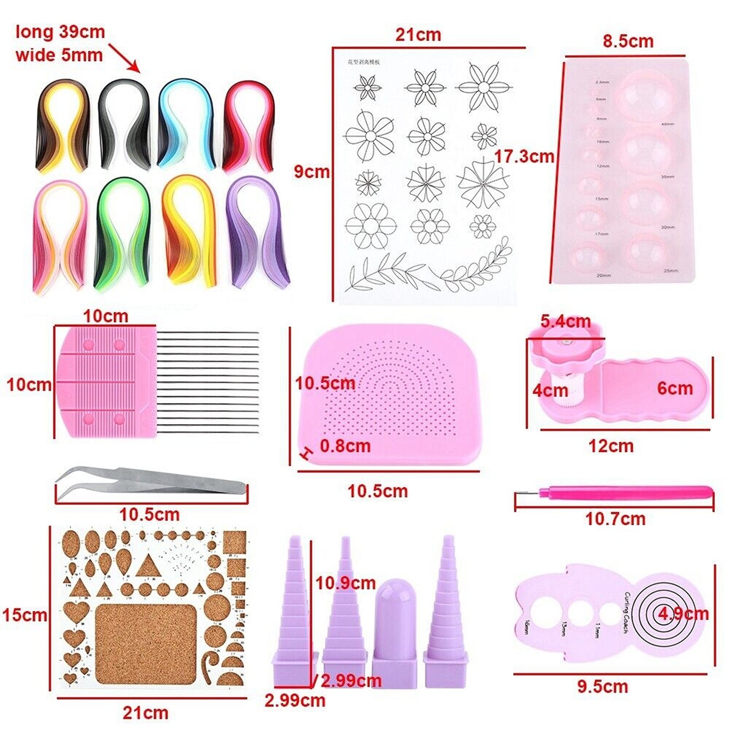 Quilling Craft Kit with Slotted Tools Strips and Tweezer for Decoration