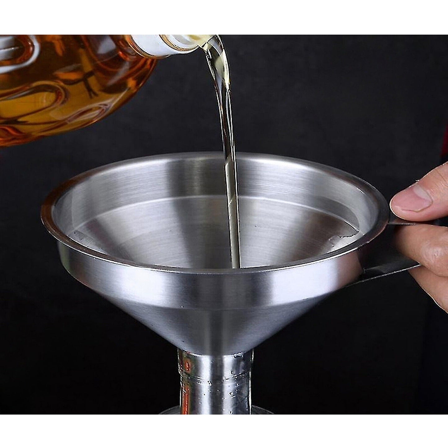 Kitchen Funnel with Detachable Filter Stainless Steel for Liquids and Oils