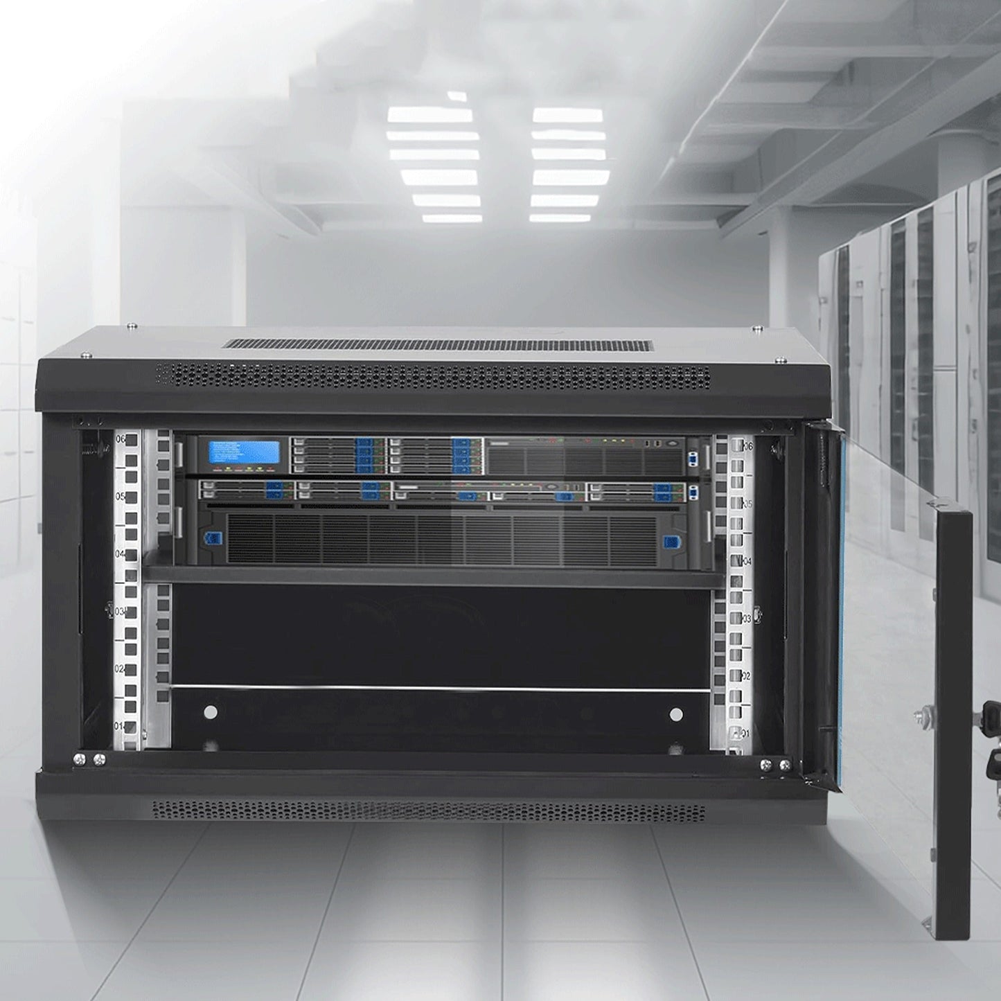 19in Wall Mounted Data Network Cabinet for Servers 450mm Depth