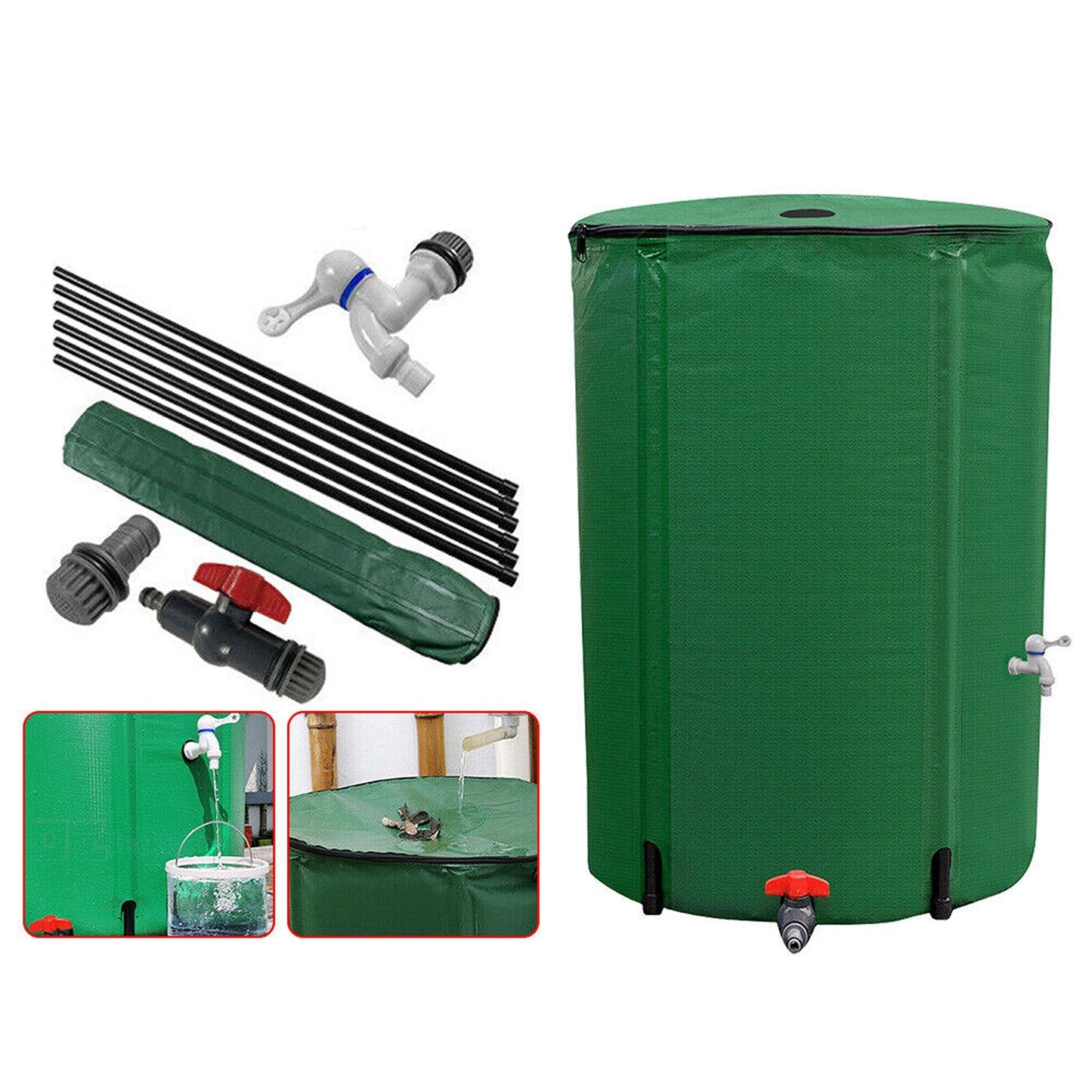 Collapsible Water Storage Tank with Mesh Filter for Rainwater Collection 250L