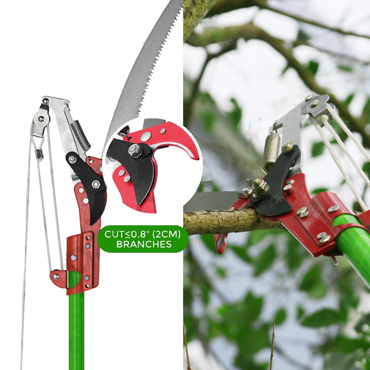 8m Extendable Tree Pruning Saw with Pole and Portable Storage Bag