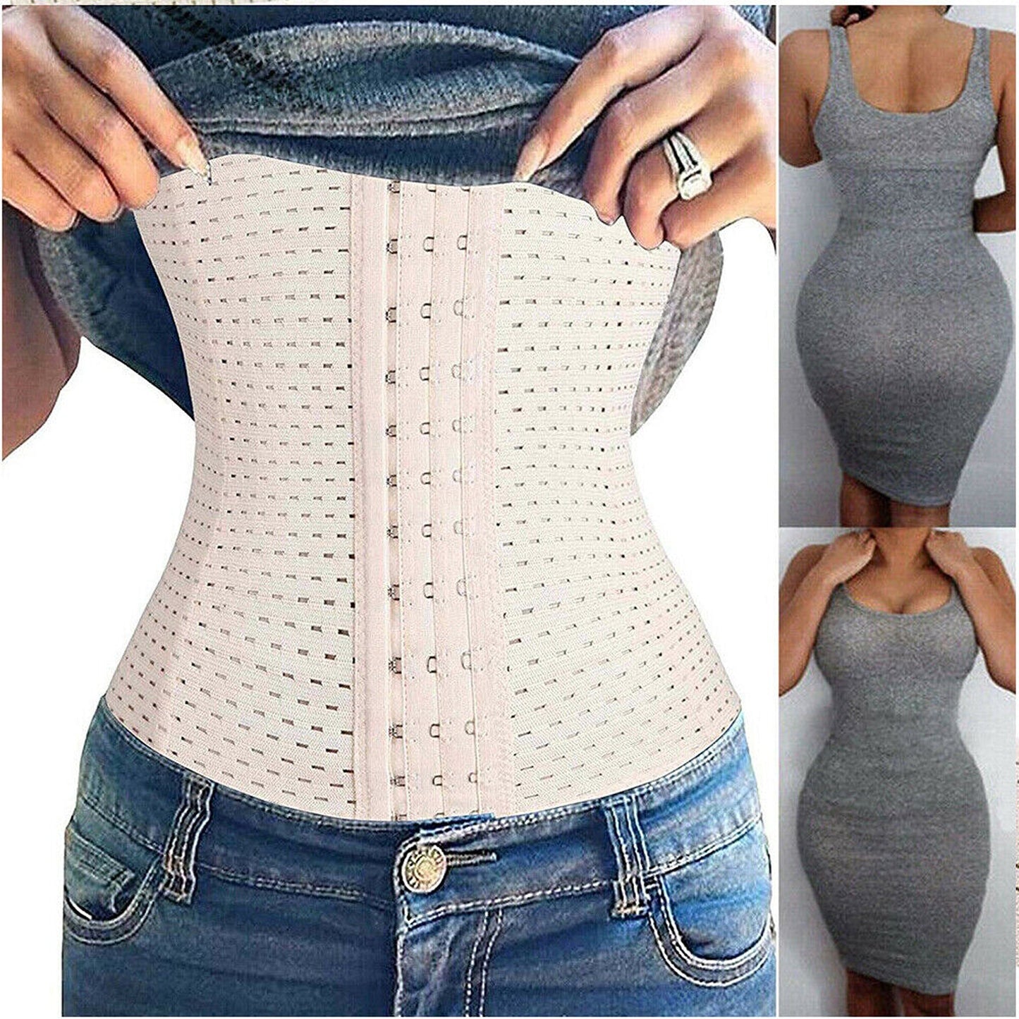 Underbust Corset Waist Cincher for Women Nude Tummy Girdle Body Shaper