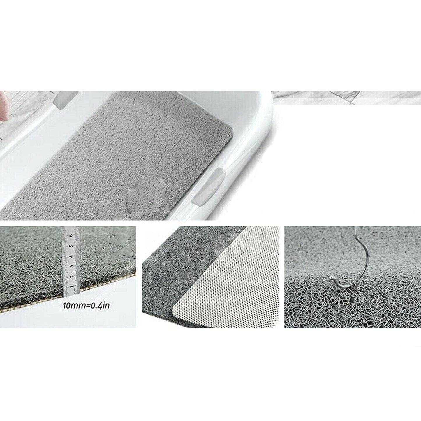Grey Anti Slip Bath Mat Bathroom Shower Carpet with Drain