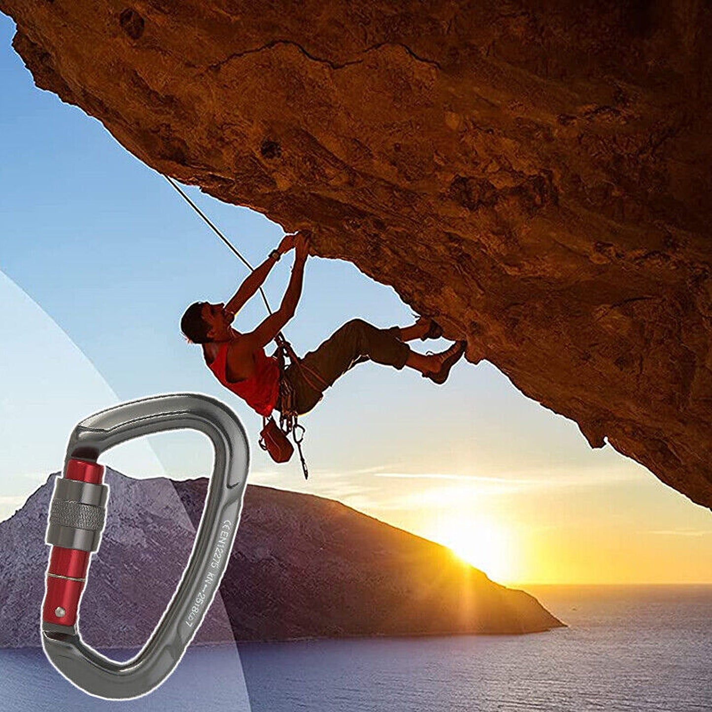 Aluminum Carabiner Clip D Ring Locking for Climbing 25KN