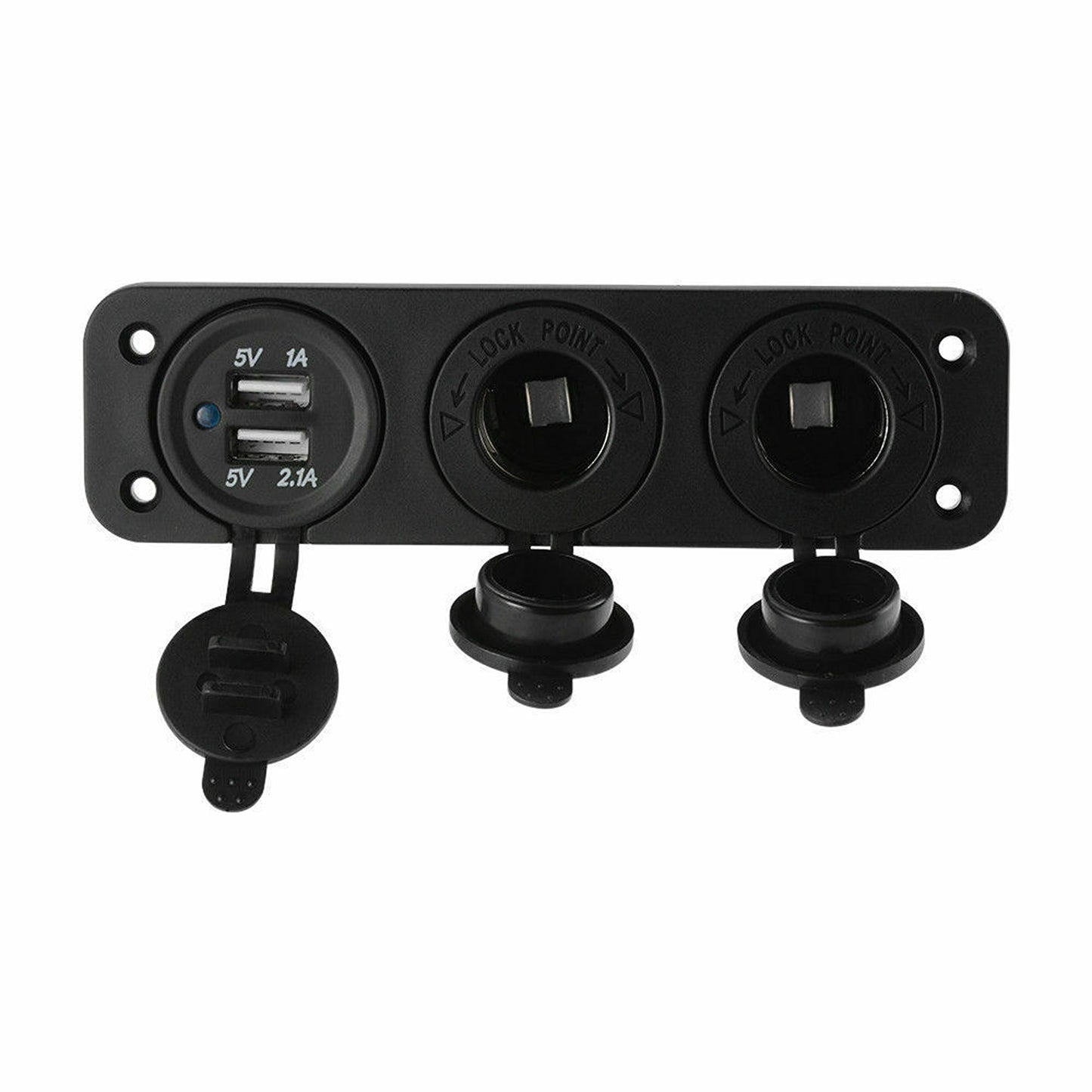 Dual USB Charger and Power Socket Panel for Car Boat with Voltmeter Outlet