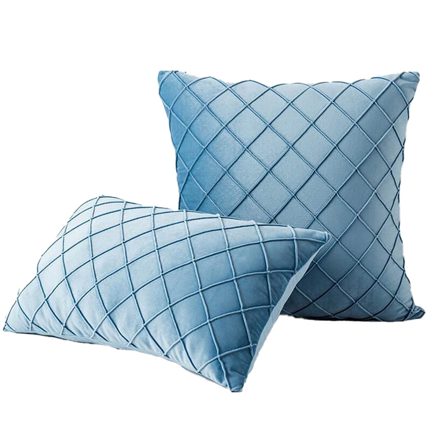 Cerulean Throw Pillow Case Velvet Cushion Cover Diamond Pleated