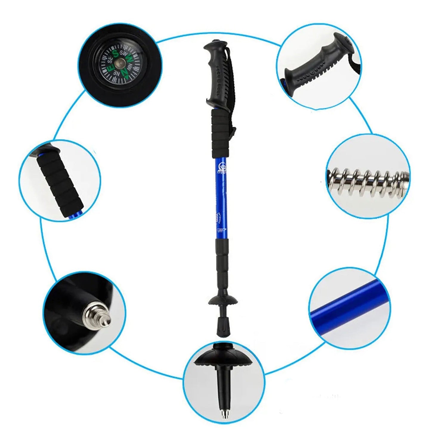 2pcs Adjustable Anti Shock Trekking Poles for Hiking and Walking