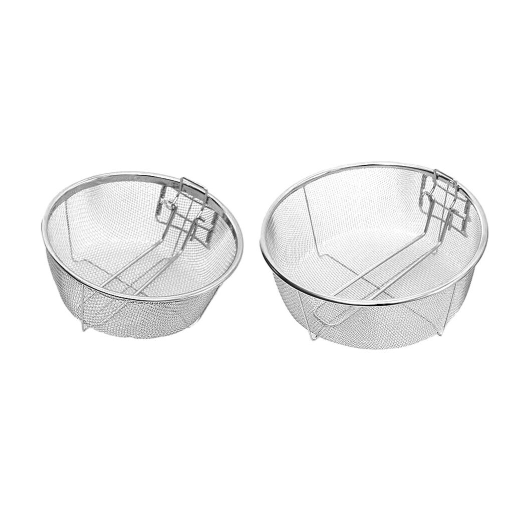 Deep Frying Basket Stainless Steel Wire Mesh with Foldable Handle