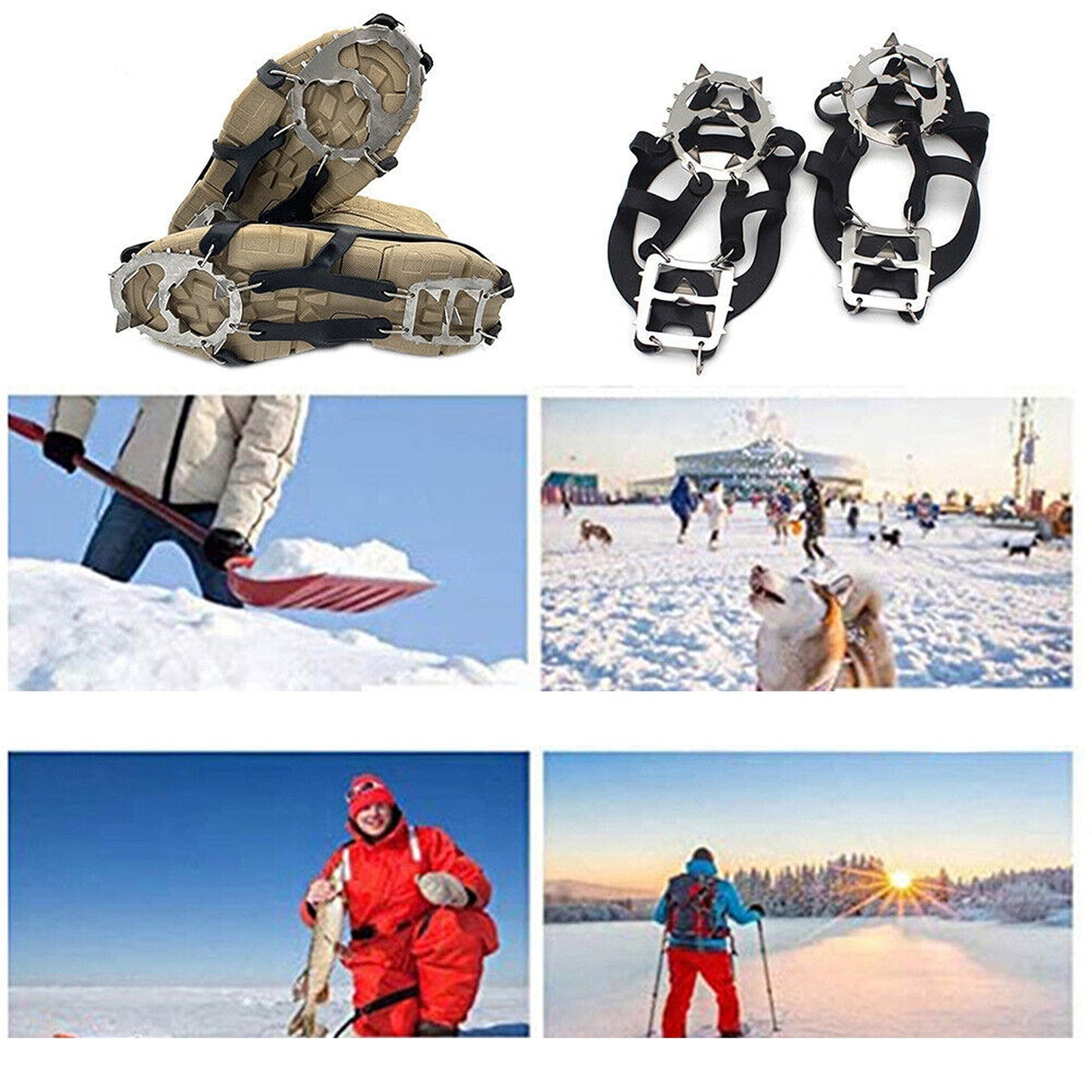 18-Stud Snow Ice Claw Crampons Winter Outdoor Climbing Gear
