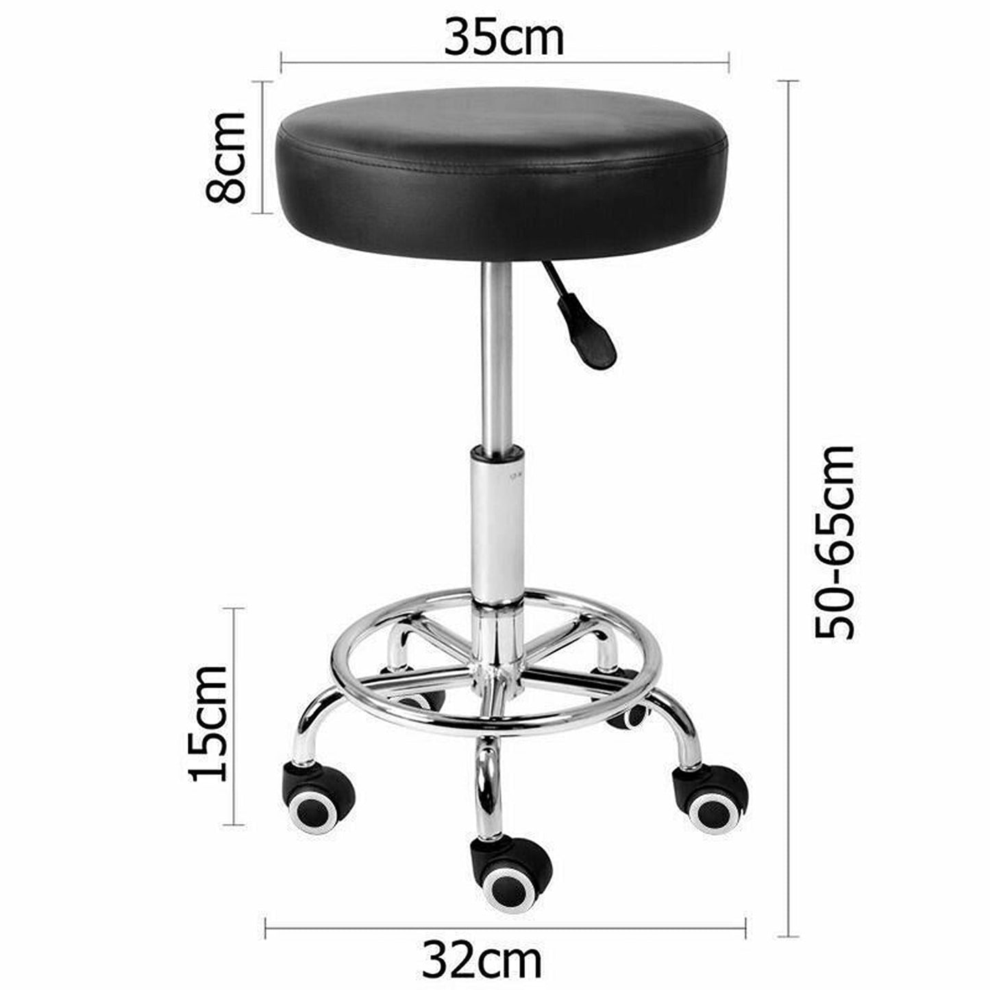 Swivel Black Barber Stool Round PU Leather Salon Chair