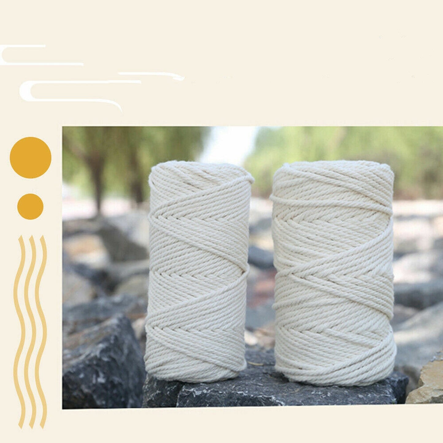 White Craft Macrame Twisted Cotton Artisan Rope Weaving Wire