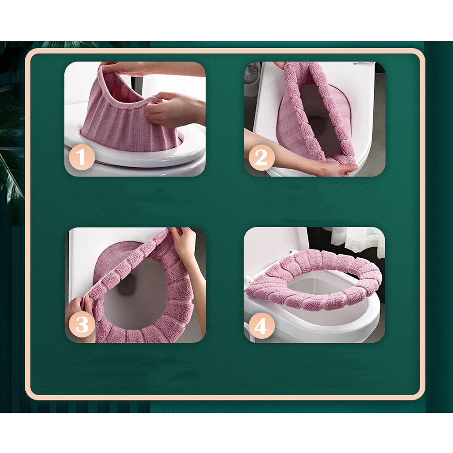Toilet Seat Lid Cover with Soft Washable Cushion Bathroom Warmer Mat