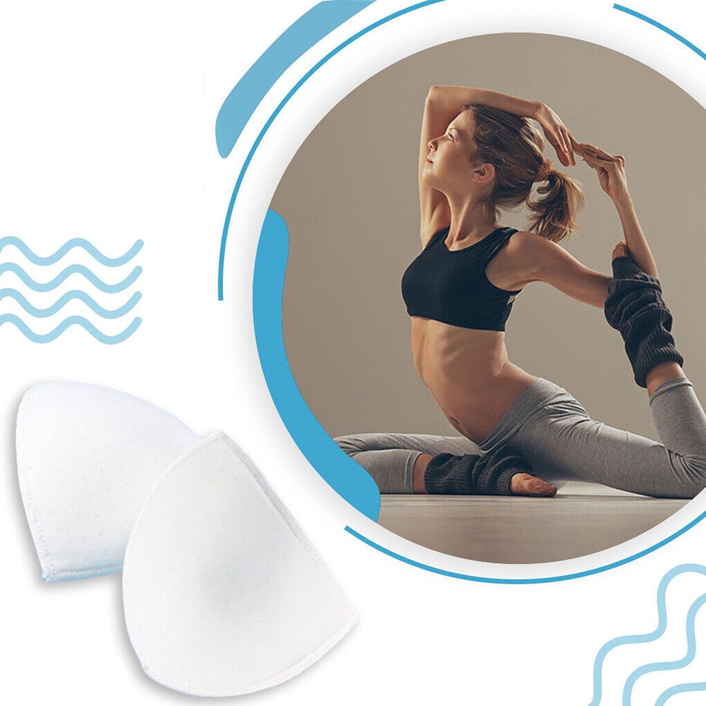 3pairs Push-Up Bikini Pads Sports Bra Inserts Removable Women - 3 Pairs