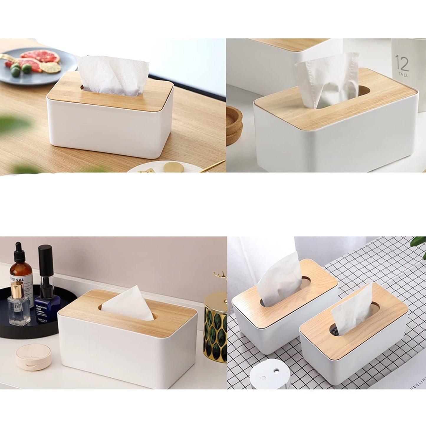 Wooden Tissue Box Cover Paper Napkin Storage Holder Dispenser