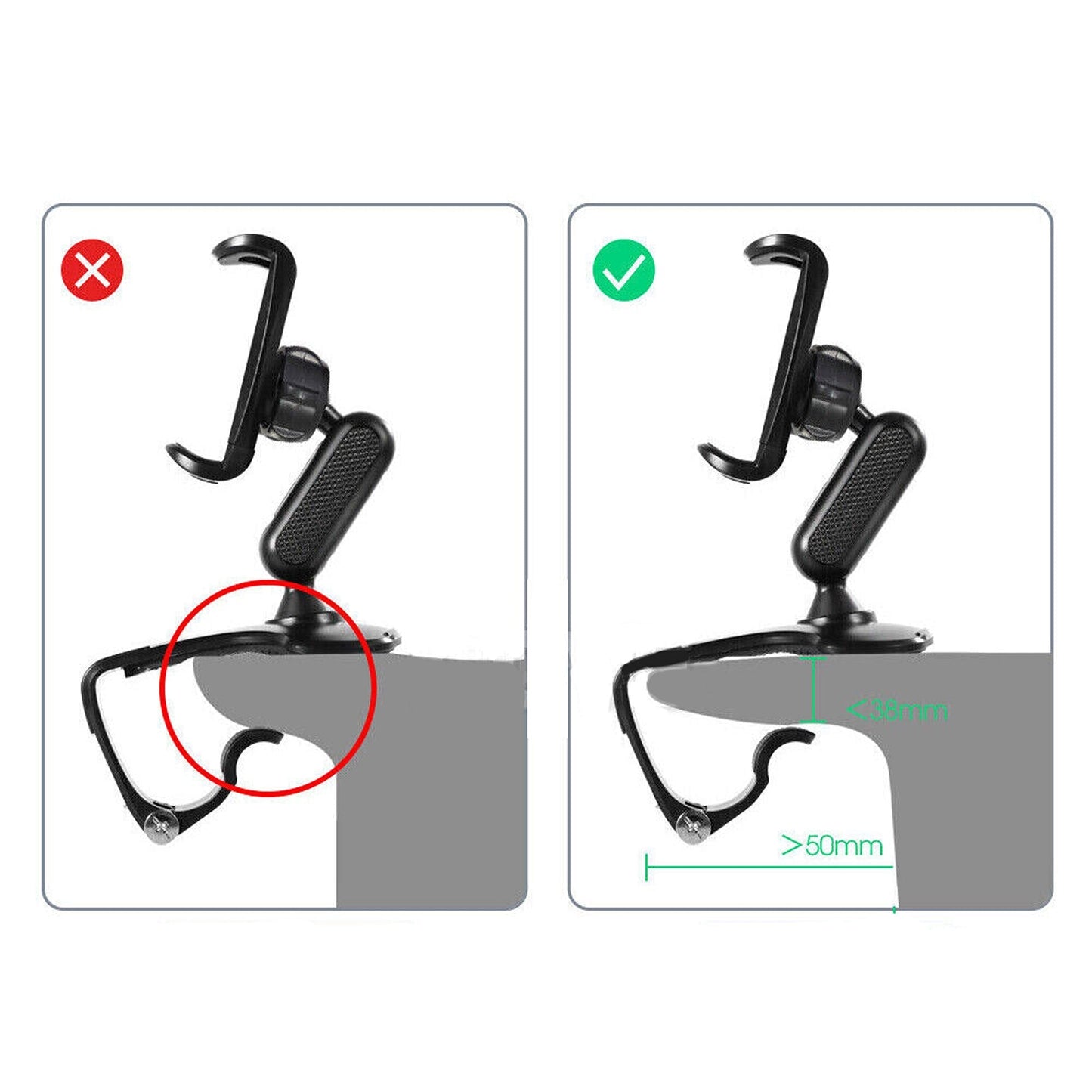 360 Universal Clamp Dashboard Mobile Mount Stand Phone Holder