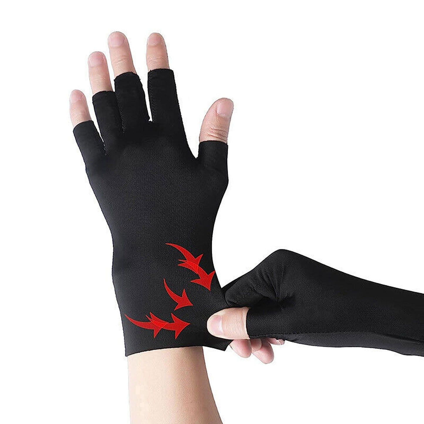 Black Compression Gloves for Arthritis Fingerless