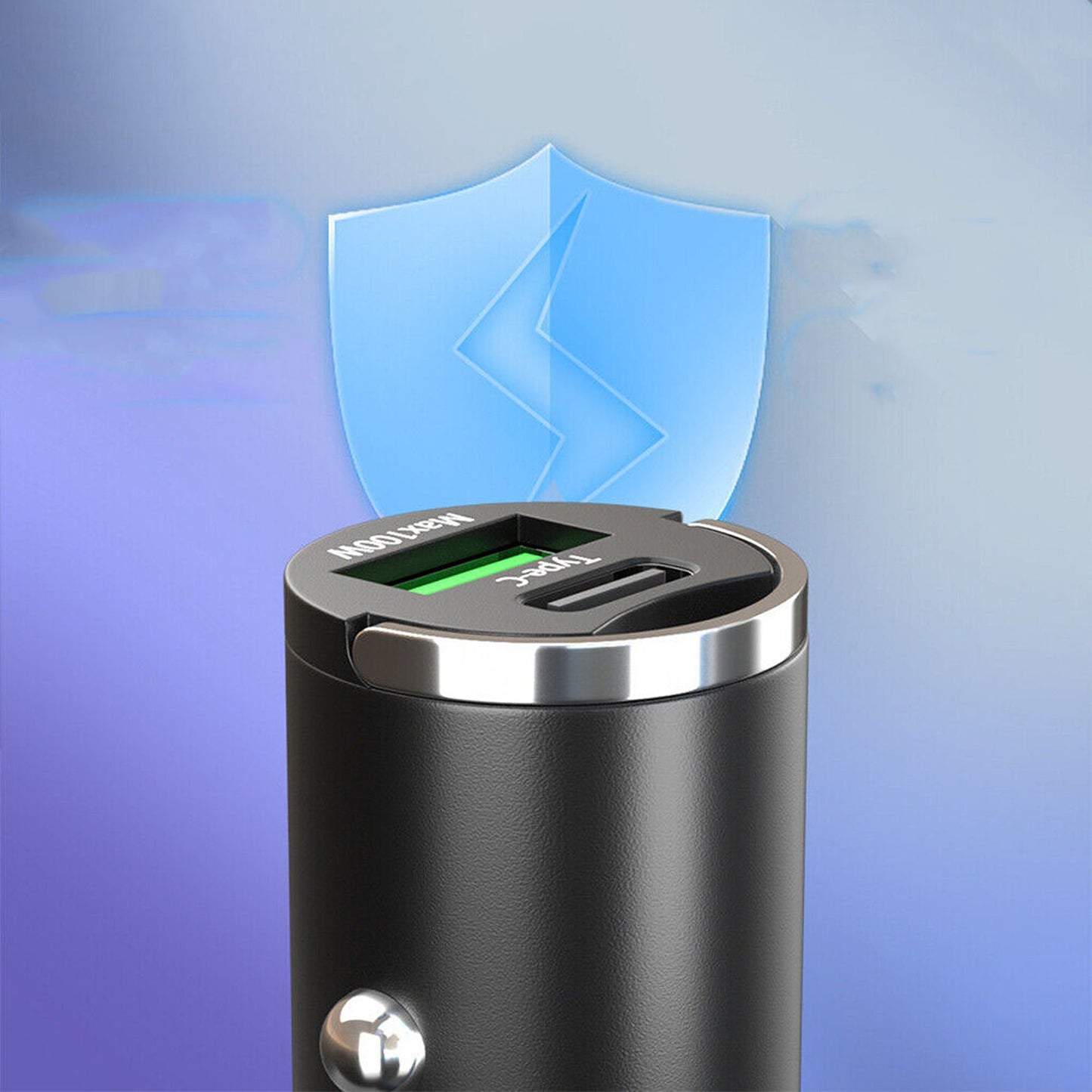 Dual Port Car Phone Charger Fast Type-C and USB QC3.0