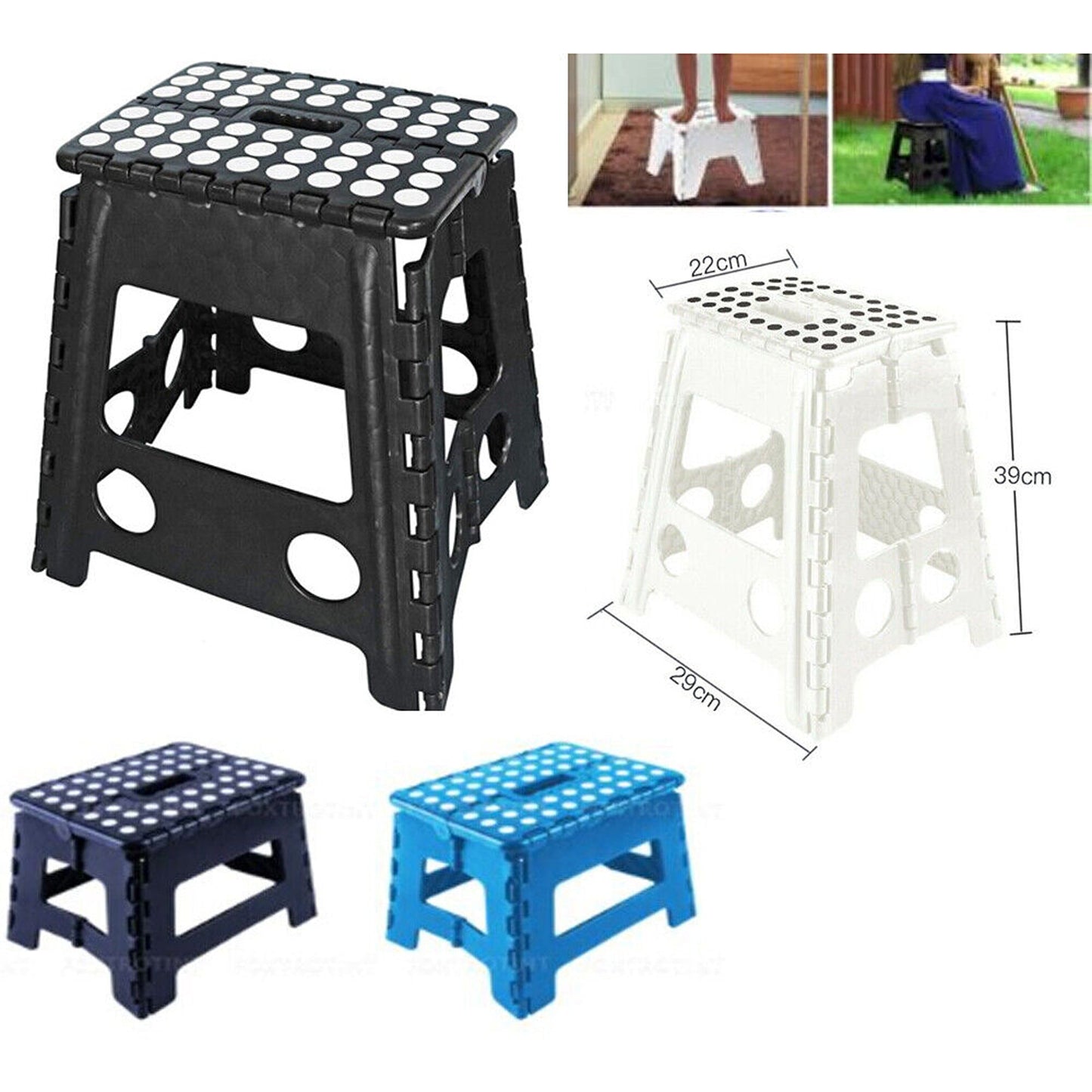 Portable Folding Plastic Step Stool Compact Chair for Outdoor