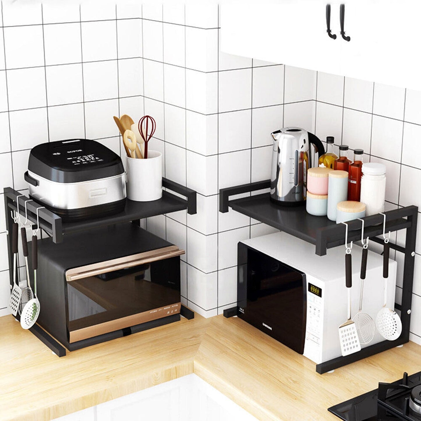 Organizational Shelf for Microwave Ovens Steel Kitchen Rack