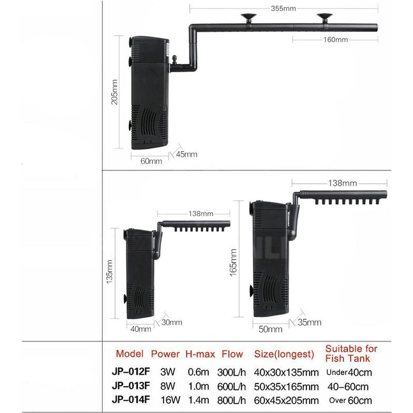 Submersible Aquarium Fish Tank Pump Internal Water Filter Skimmer