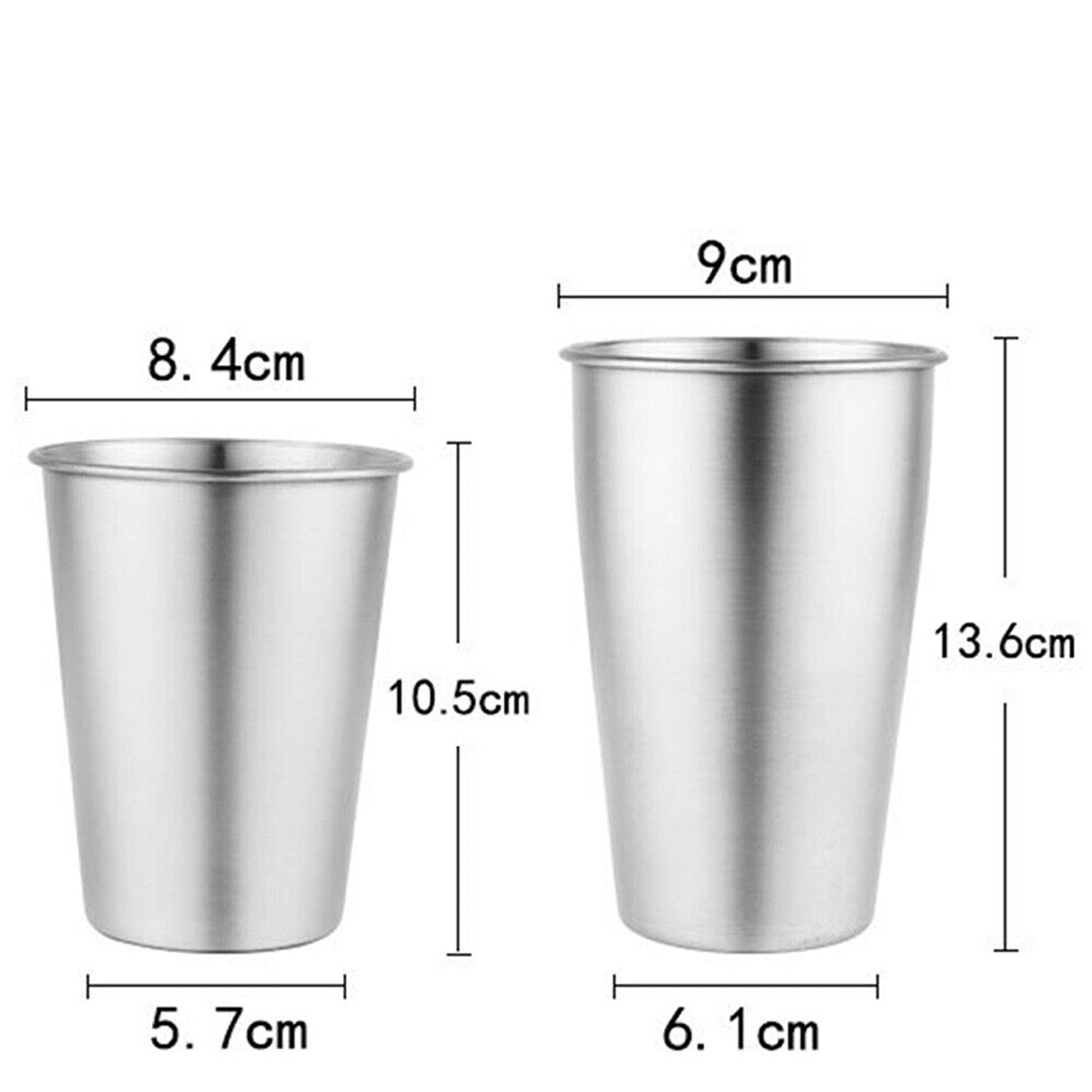 4-Pack Stainless Steel Drinking Mugs 350ml and 500ml For Coffee and Beer