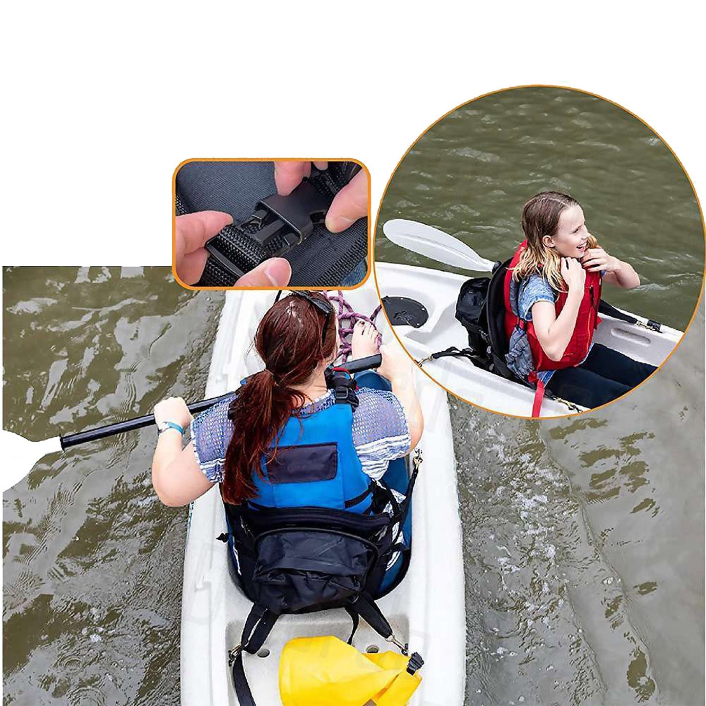 Adjustable Kayak Seat with BackPack Detachable Canoe Comfort Pad