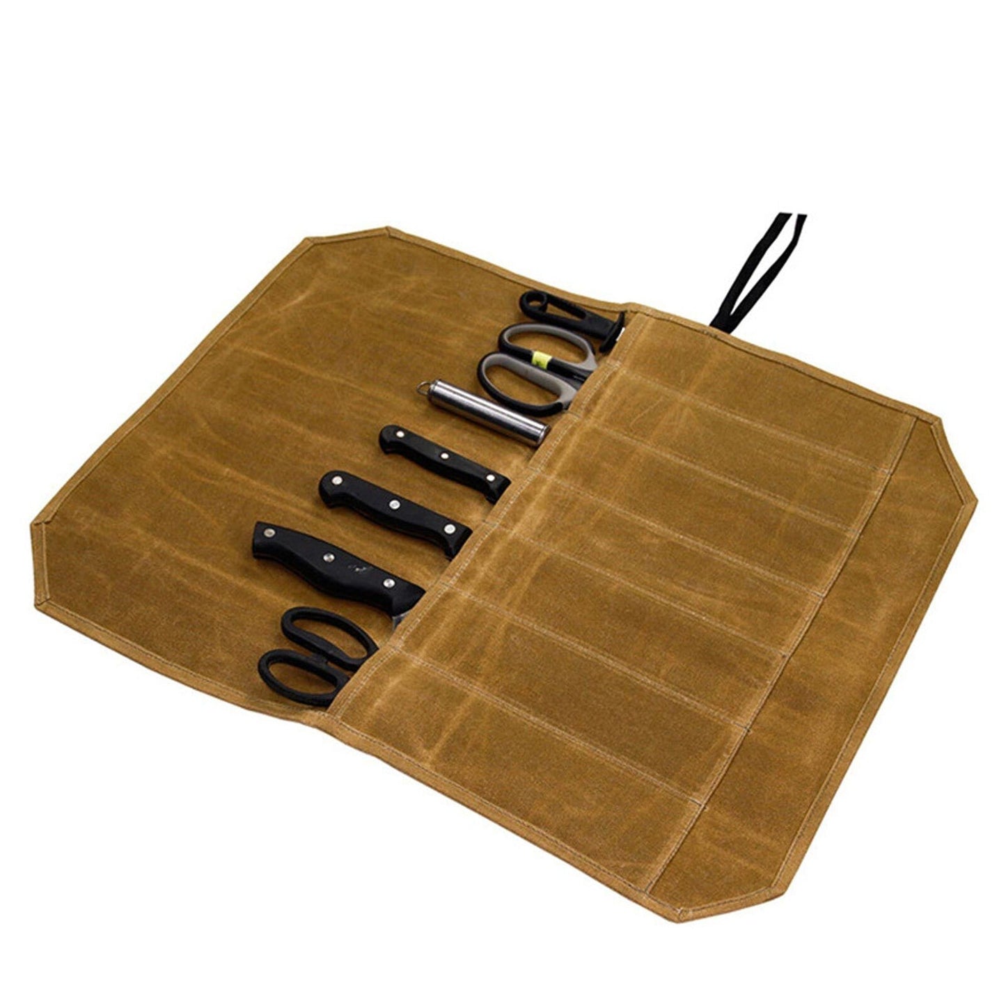 Waxed Canvas Chef Knife Roll Bag 7 Slot Storage Case