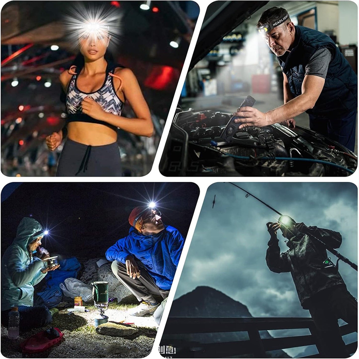 Camping Headlamp Rechargeable LED Torch Flashlight COB Lamp