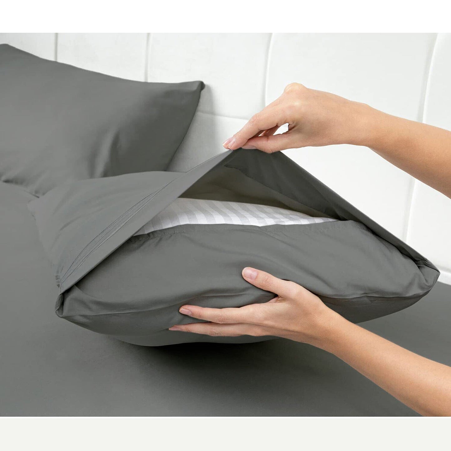 Gray Ultra Soft Deep Fitted Sheet Set with Pillowcases