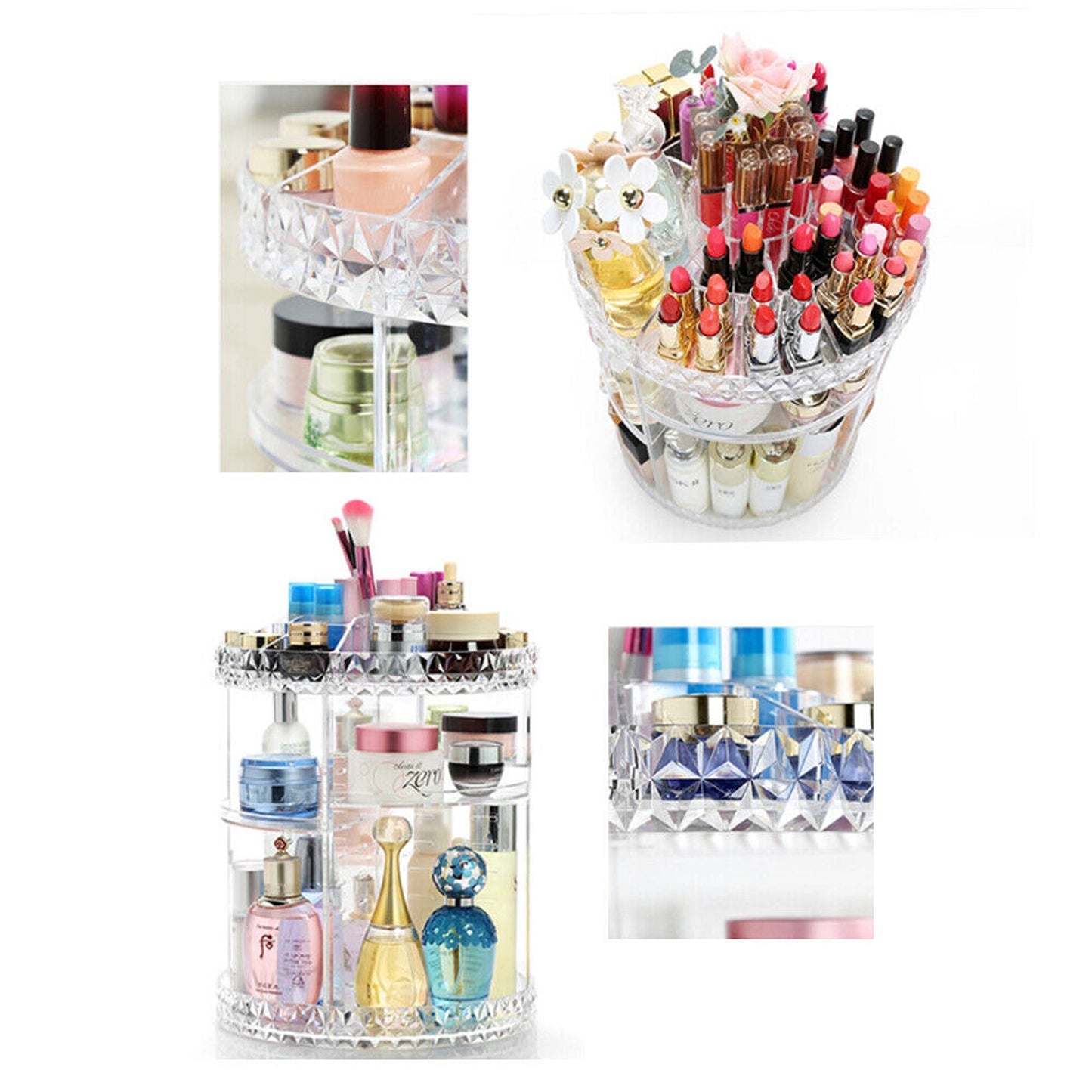 Adjustable Rotating Makeup Organizer for Cosmetics and Perfumes