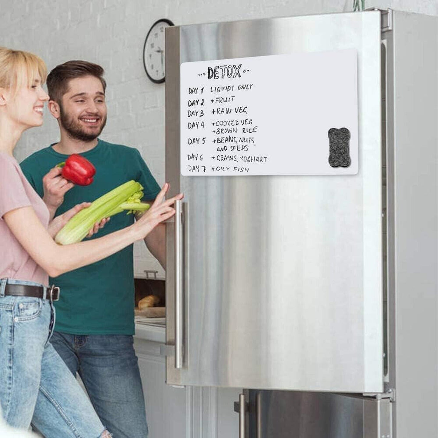 Magnetic Whiteboard for Fridge A3 Size Includes Markers and Eraser