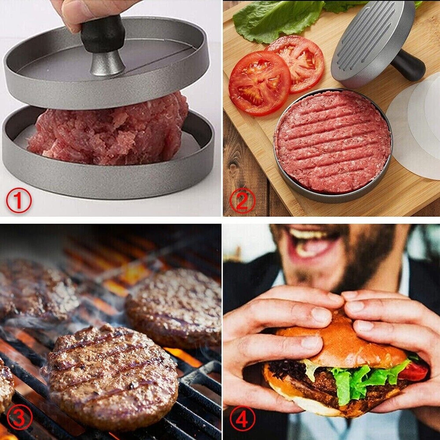Non-Stick Hamburger Patty Maker Press for Beef Meat Cooking