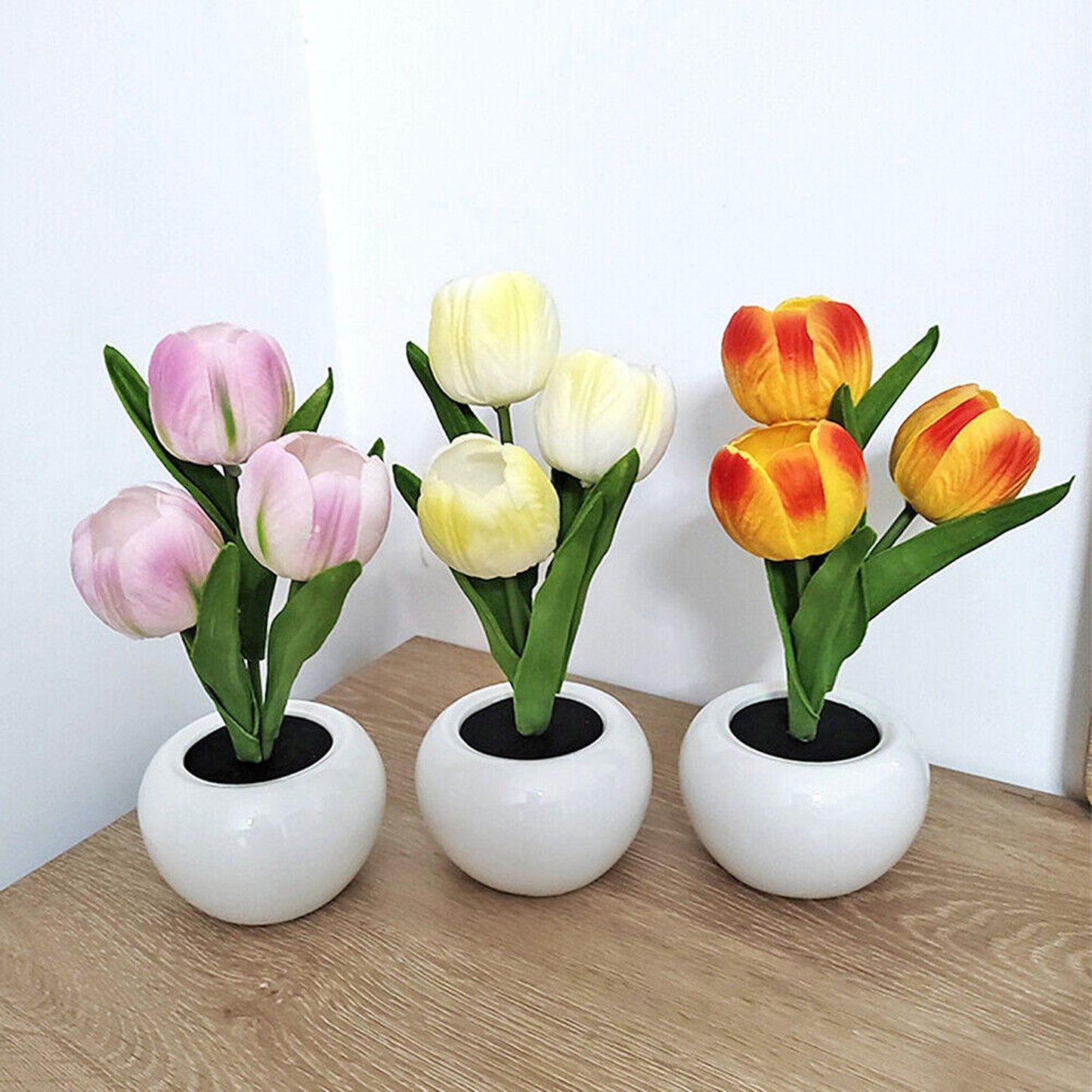 Tulip Flower Night Light Potted Plant Table Lamp