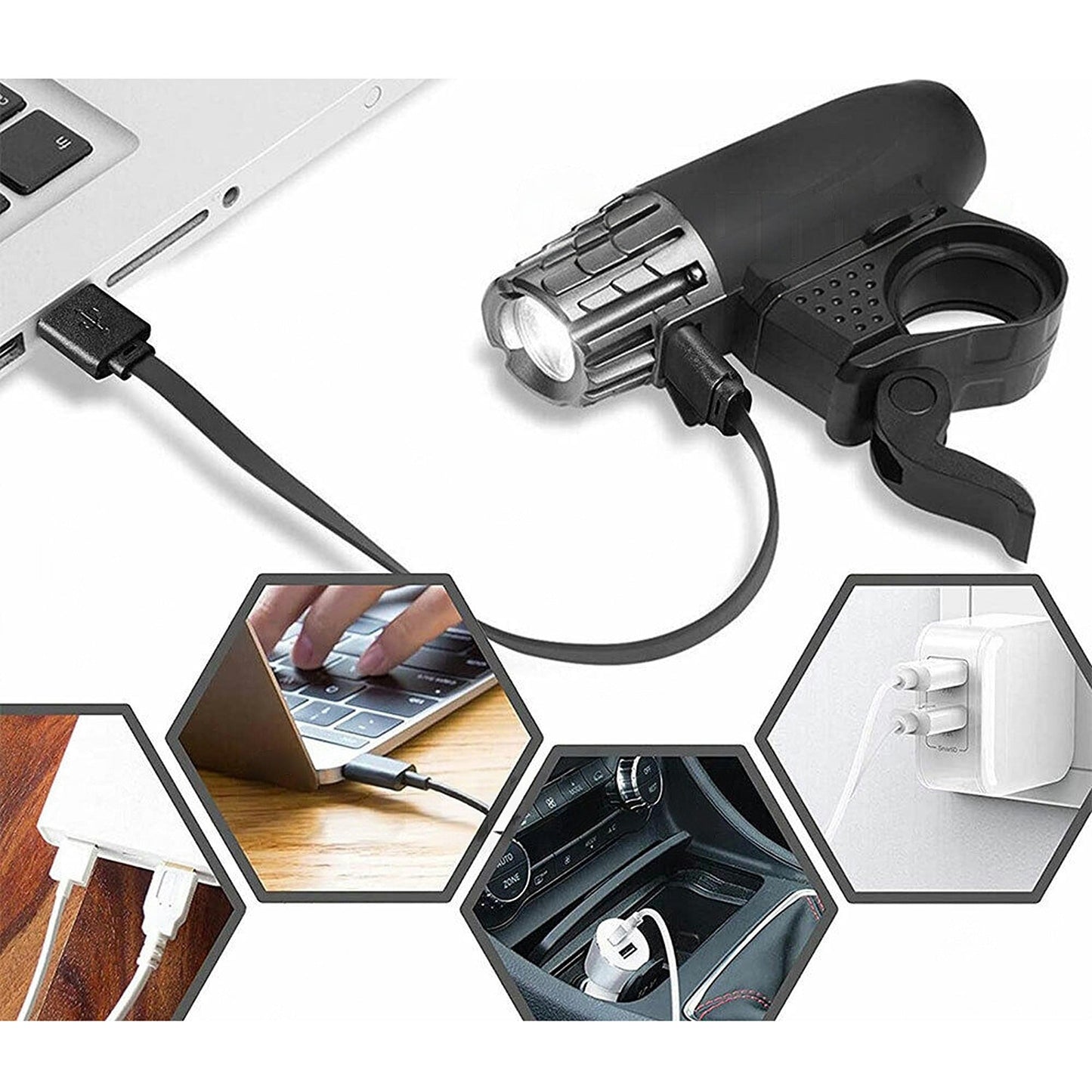 Rechargeable Bicycle Light Set Waterproof Front Rear LED Bike Lamp USB