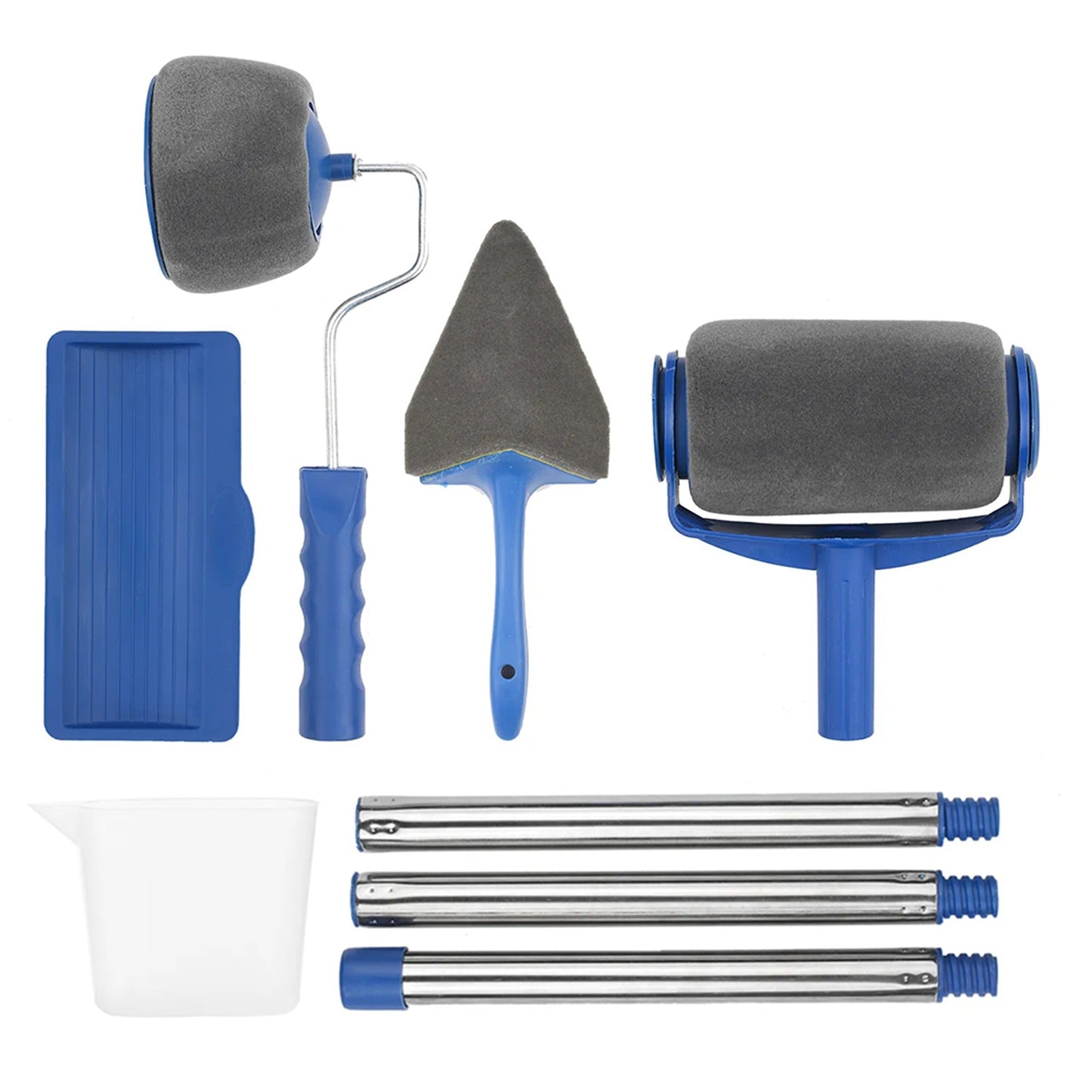 Seamless Paint Roller Set with Fillable Brush and Extendable Pole 8pcs
