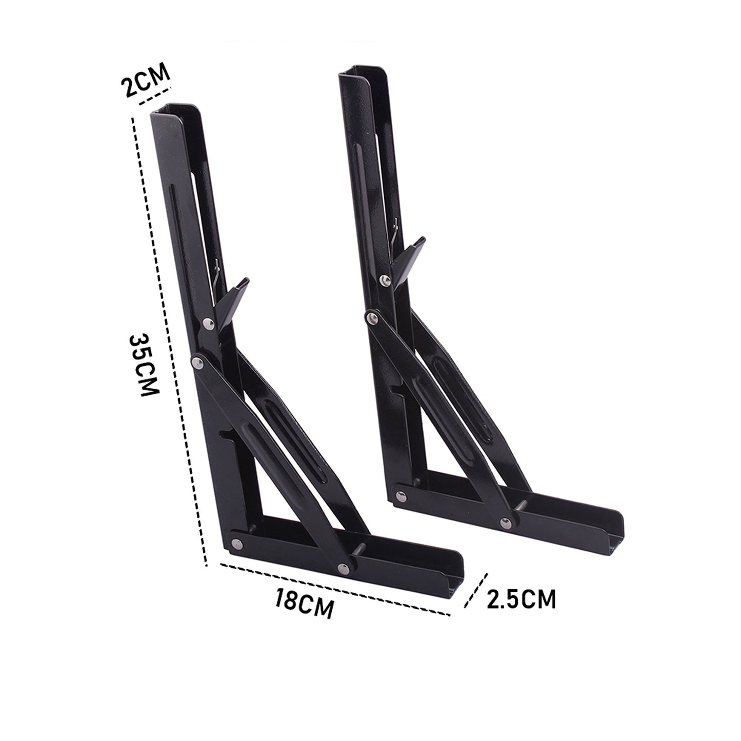 2pcs Black Steel Folding Table Bracket for Wall-Mounted Shelves