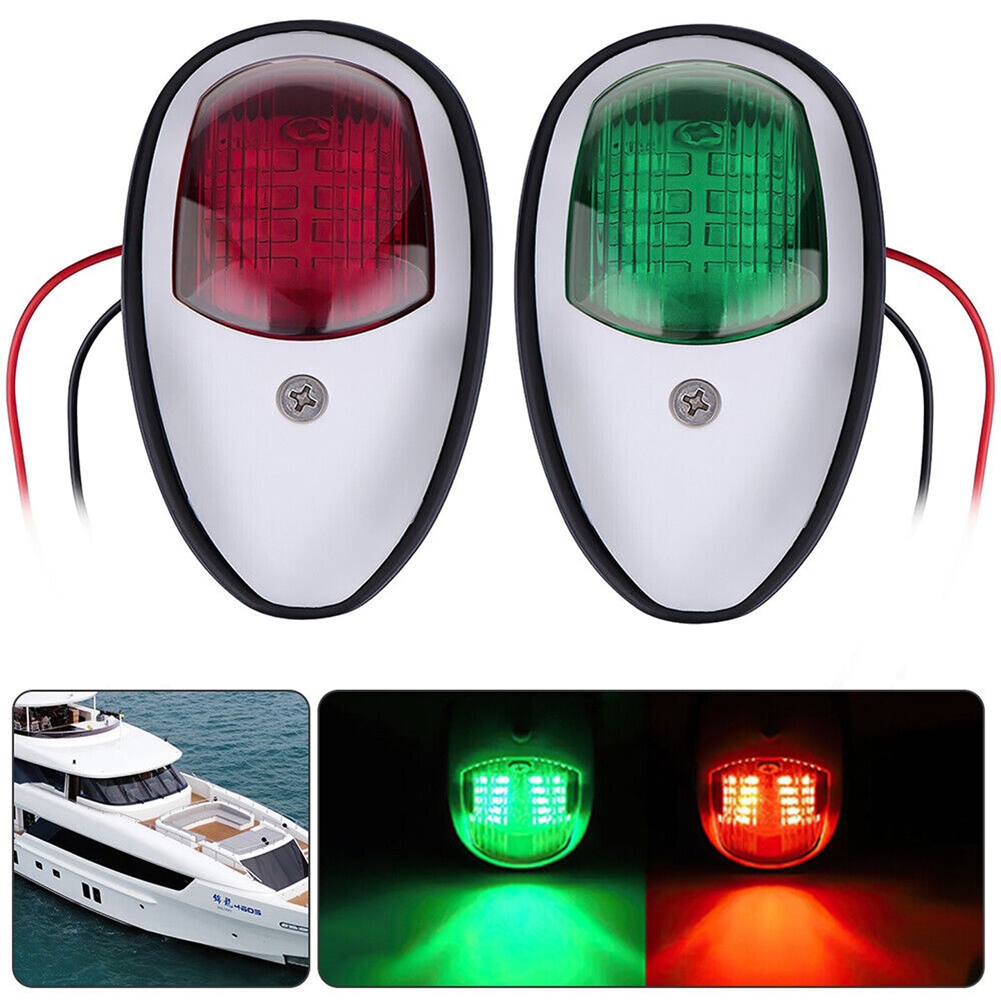2pcs LED Marine Navigation Lights Port and Starboard Yacht Boat Lamps