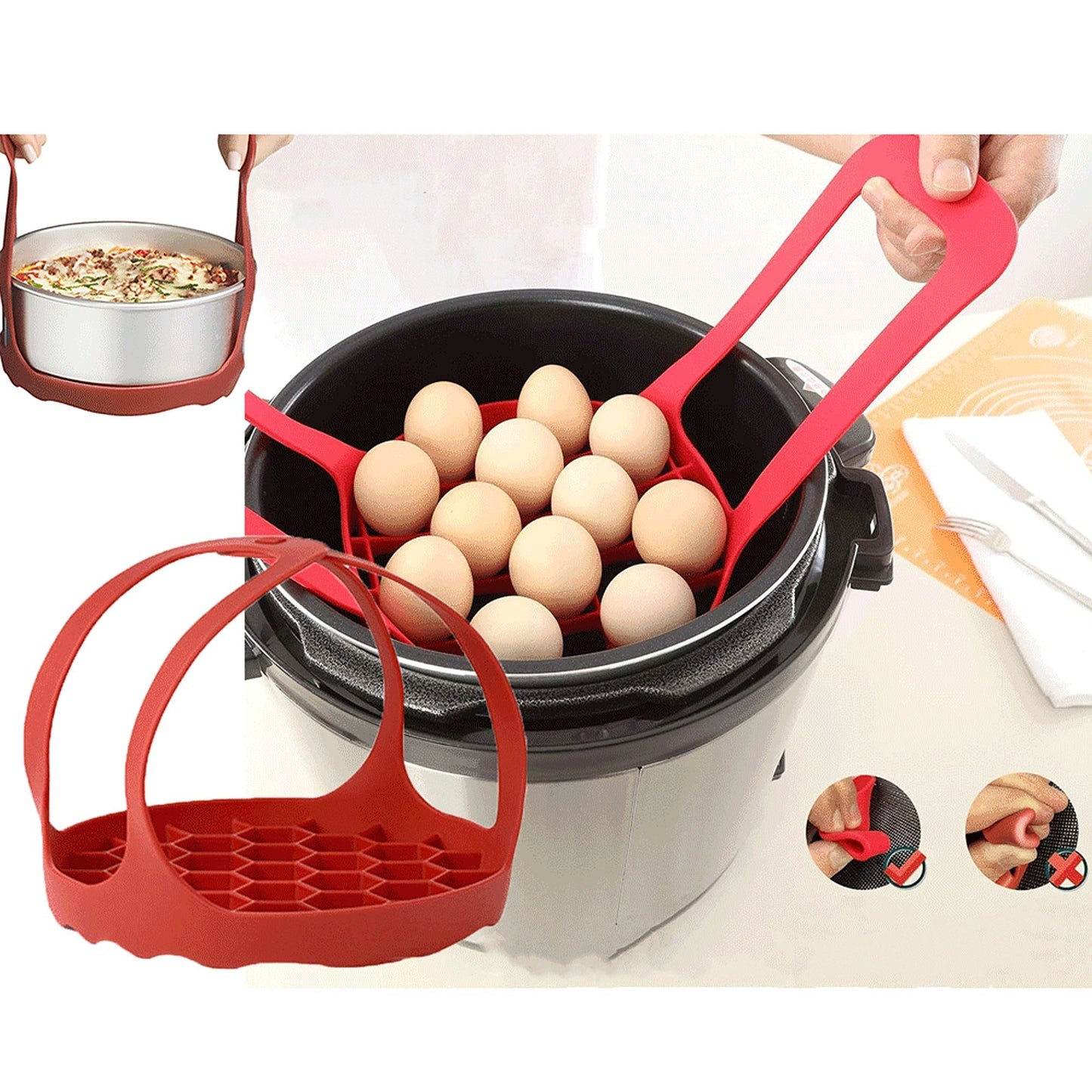 Egg Steamer Holder Rack Silicone Boiling Anti-scalding Tray Handle