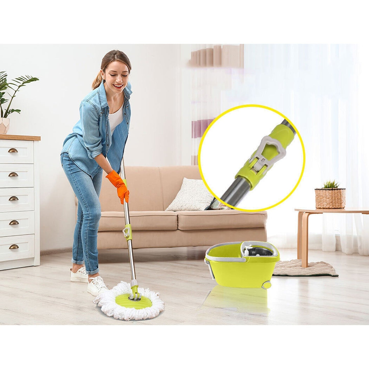 360 Degree Spin Mop Bucket Set with Microfiber Rotating Head