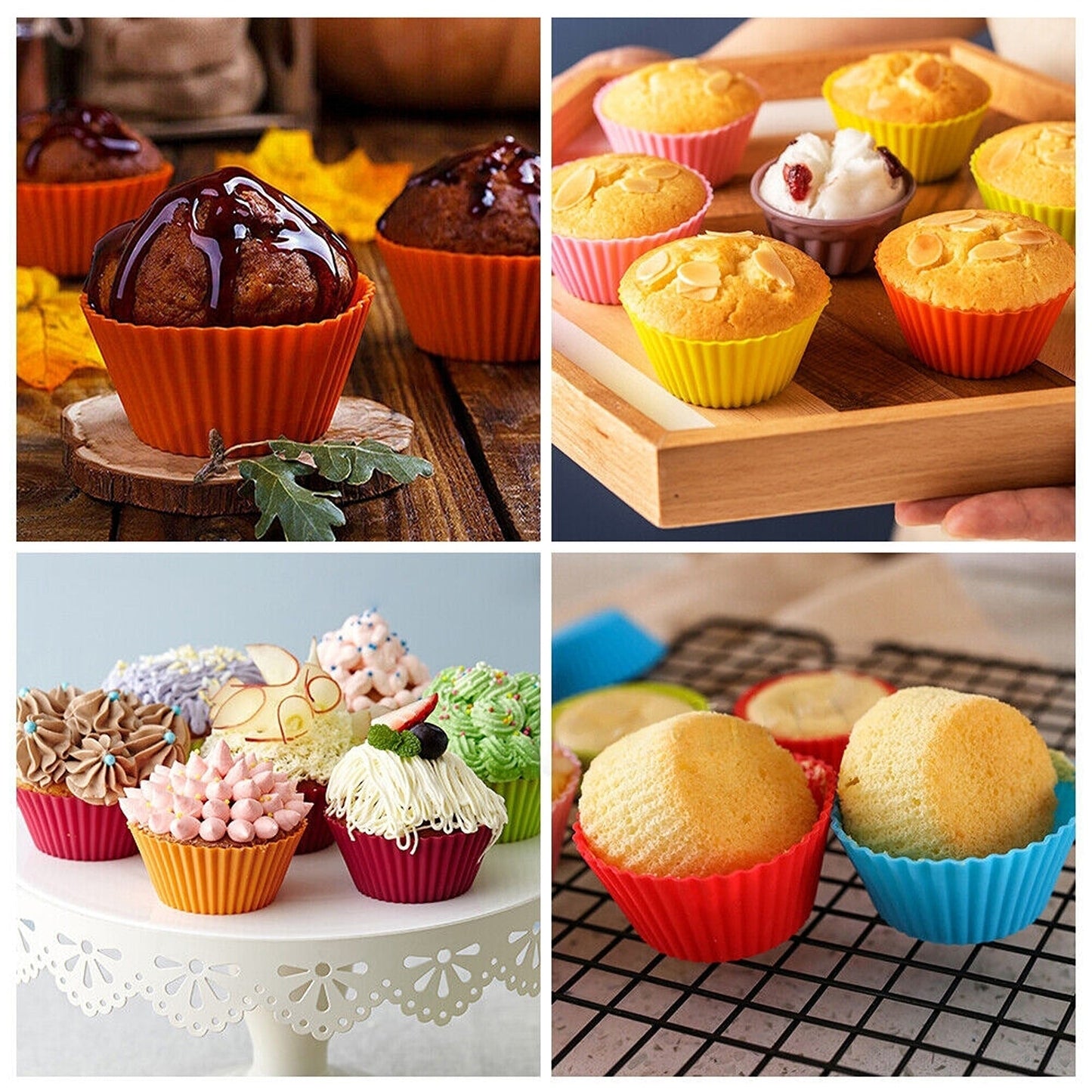 20pcs Cupcake Silicone Baking Cases Round Muffin Molds DIY
