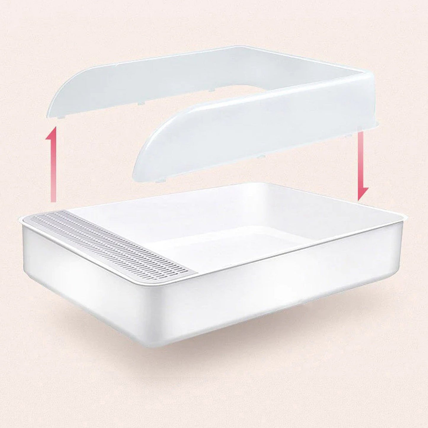 Cat Litter Box with Large Entry and Splash Guard Open Kitty Toilet Tray