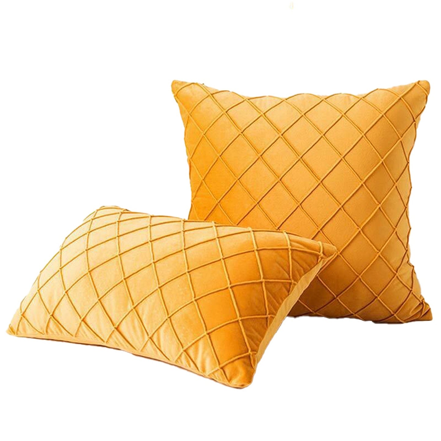 Orange Throw Pillow Case Velvet Cushion Cover Diamond Pleated