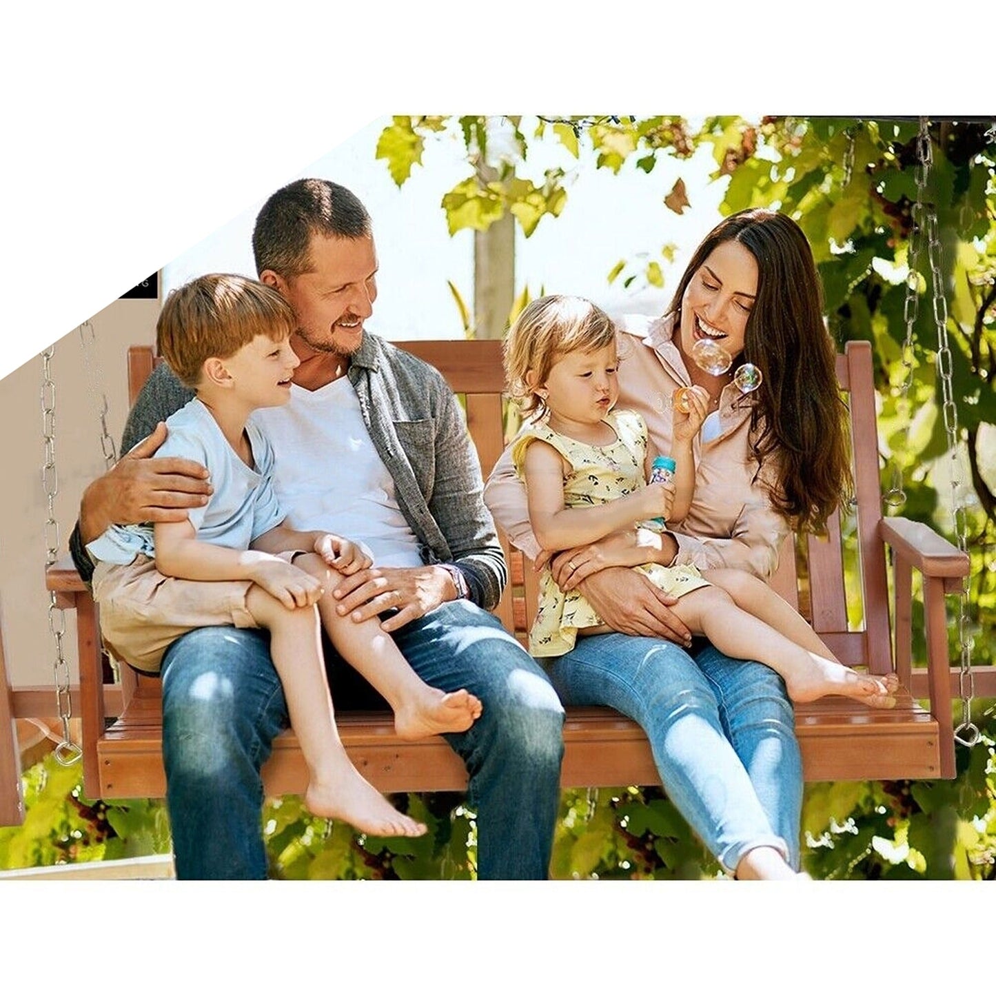 Wooden Outdoor Swing Chair with Canopy Garden Bench Furniture