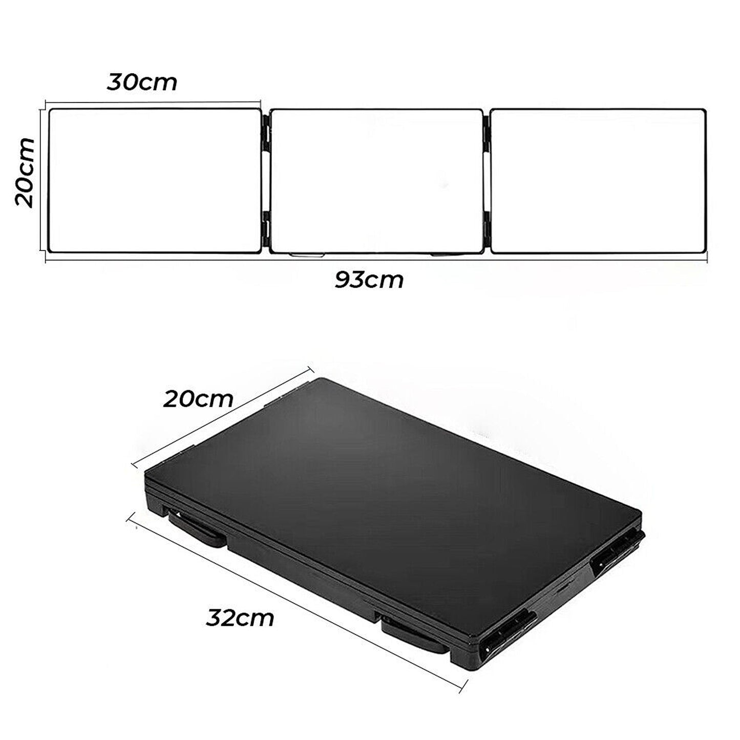 Adjustable 3-Way Trifold Hair Cutting Mirror Self Haircut Styling Makeup Tool