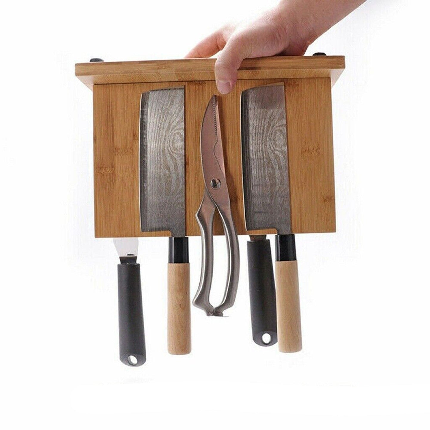 Bamboo Magnetic Knife Block Eco-friendly Cutlery Stand with Enhanced Magnets